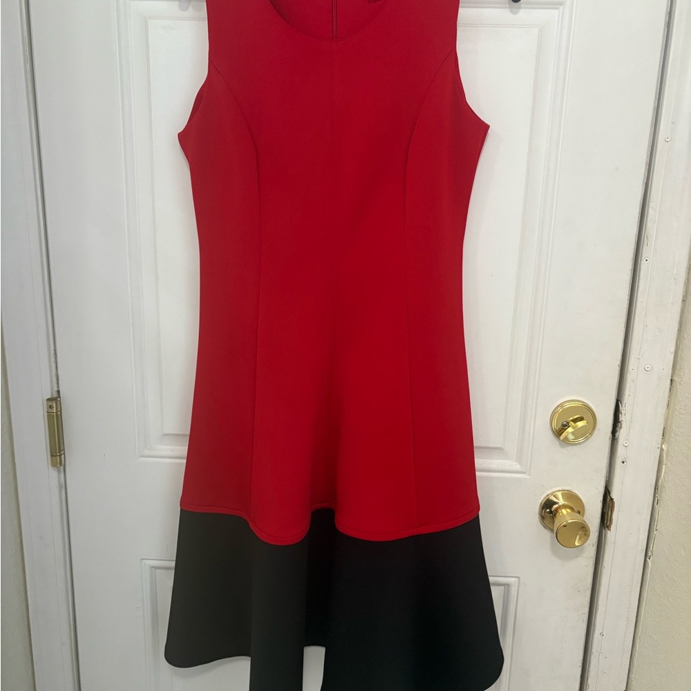 Calvin Klein Red and Black Midi Dress